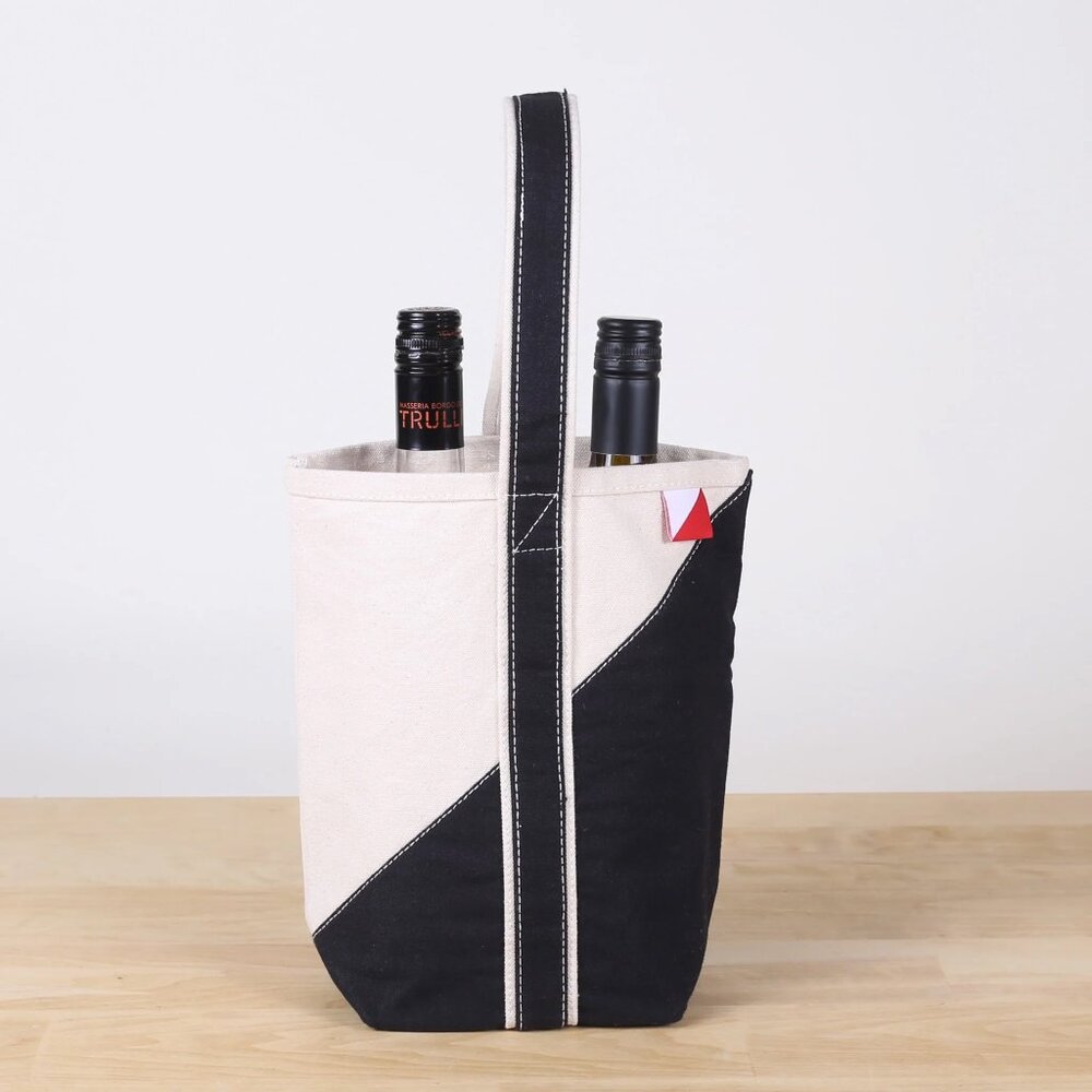 NWT ShoreBags Contemporary Double Wine Tote Canvas Boat Bag Bottle Bag Carrier